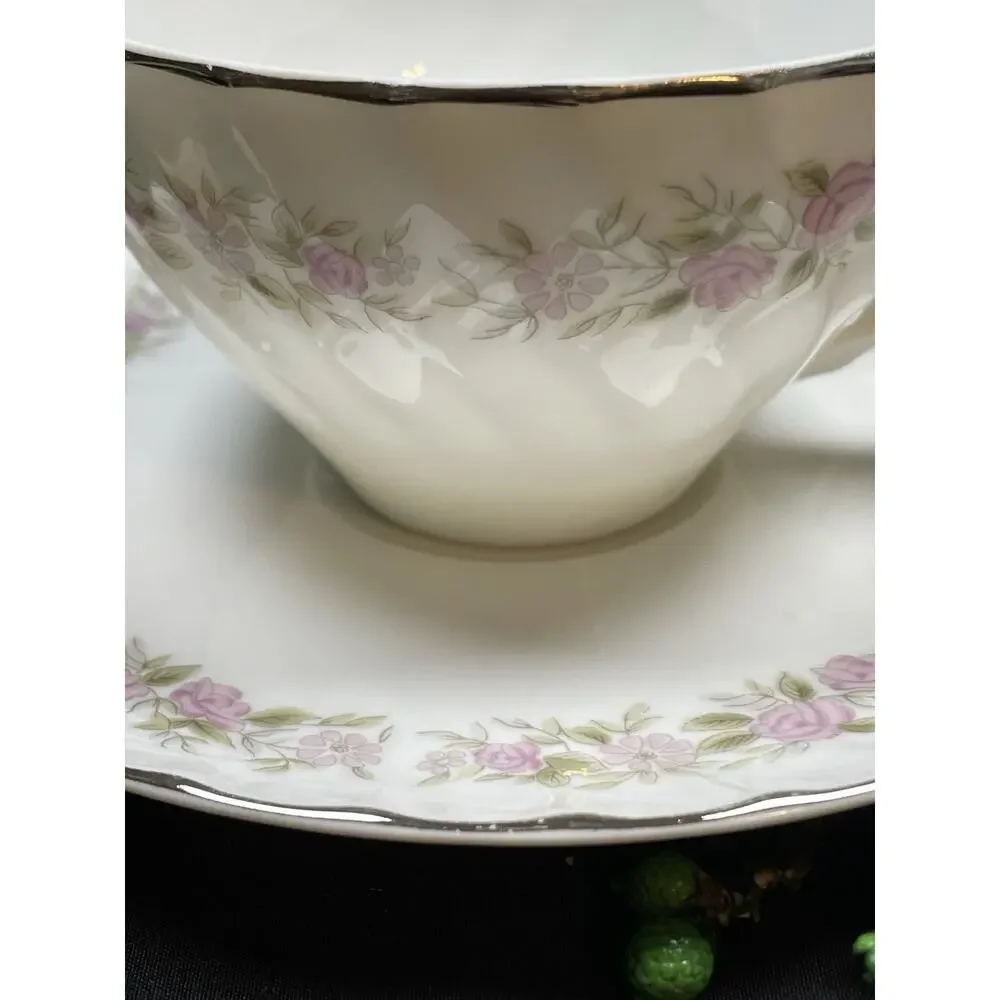 Vintage Dansico Teahouse Rose teacup and saucer set With Pink Florals